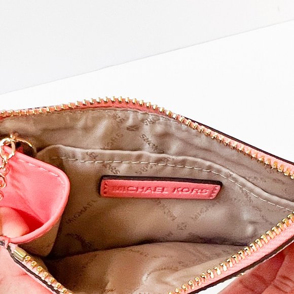 Michael Kors Jet Set Travel Small Coin Pouch ID Key Holder Wallet MK Grapefruit - Picture 11 of 11